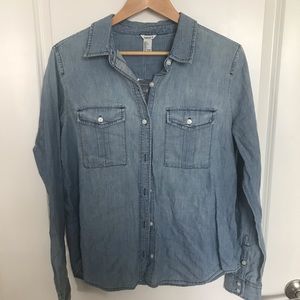 Long-Sleeve Denim Button-Up Shirt